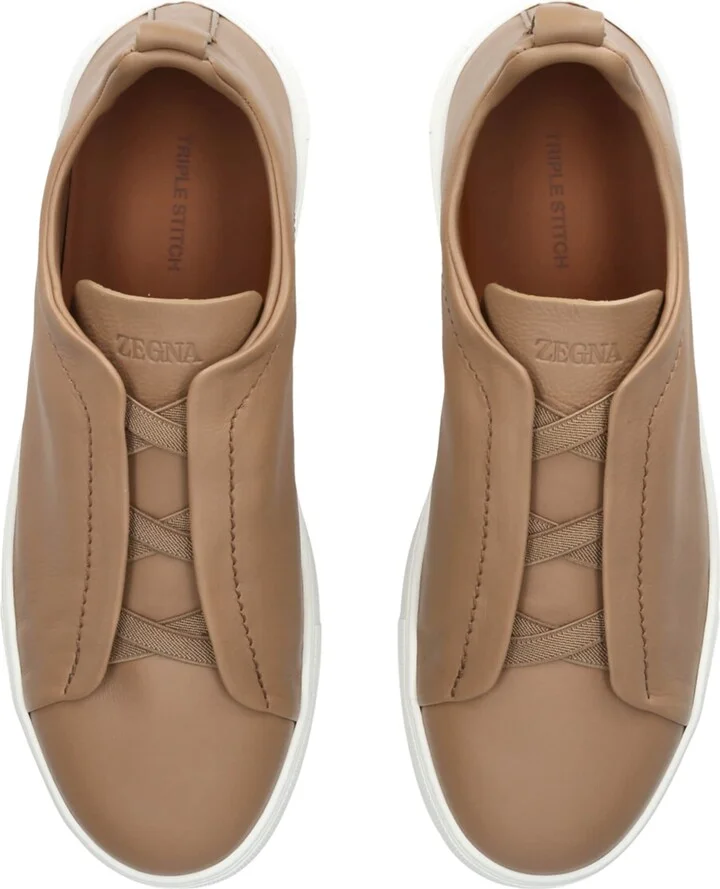 Zegna Leather Triple Stitch Secondskin Sneakers - Image 4