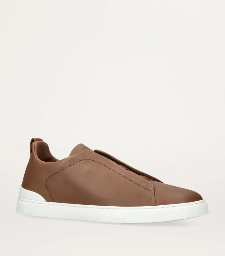 Zegna Leather Triple Stitch Secondskin Sneakers - Image 3