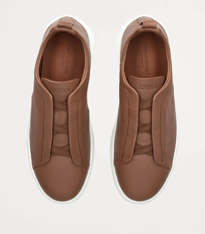 Zegna Leather Triple Stitch Secondskin Sneakers - Image 4