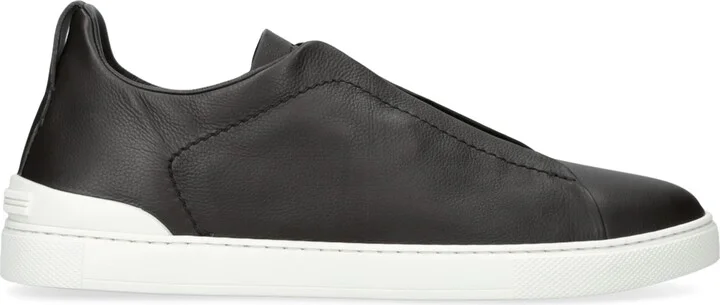 Zegna Leather Triple Stitch Secondskin Sneakers