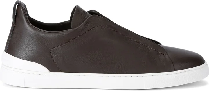 Zegna Leather Triple Stitch Secondskin Sneakers