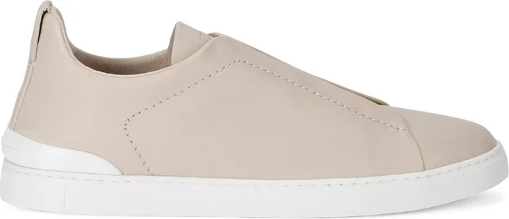 Zegna Leather Triple Stitch Secondskin Sneakers