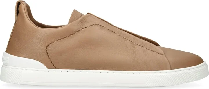 Zegna Leather Triple Stitch Secondskin Sneakers