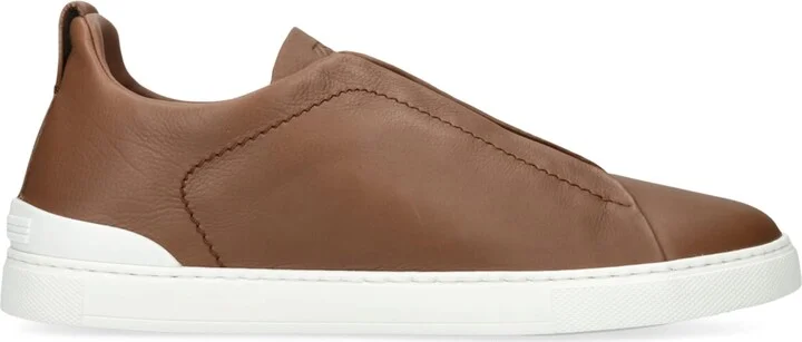 Zegna Leather Triple Stitch Secondskin Sneakers