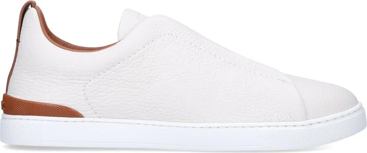 Zegna Leather Triple Stitch Sneakers - Image 3