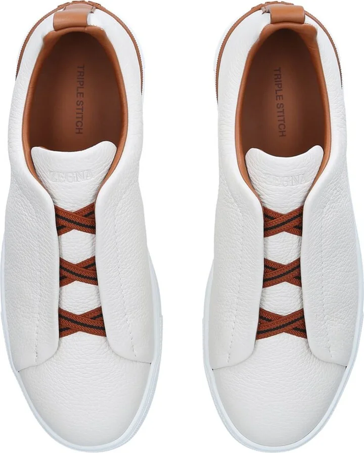 Zegna Leather Triple Stitch Sneakers - Image 4