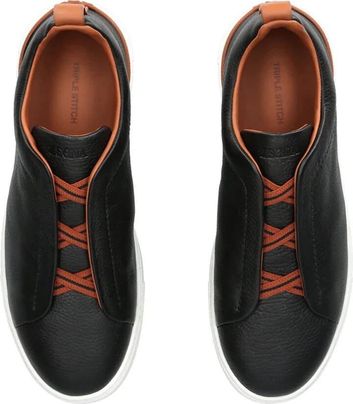 Zegna Leather Triple Stitch Sneakers - Image 4