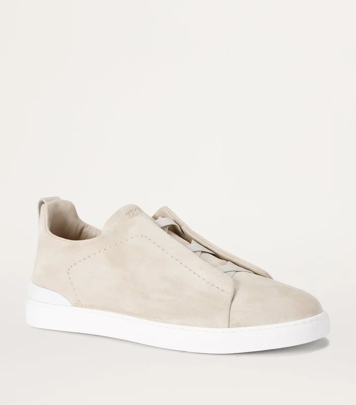 Zegna Leather Triple Stitch Sneakers - Image 3