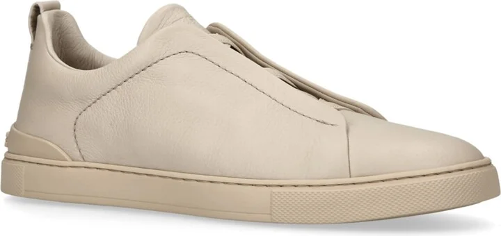 Zegna Leather Triple Stitch Sneakers - Image 3