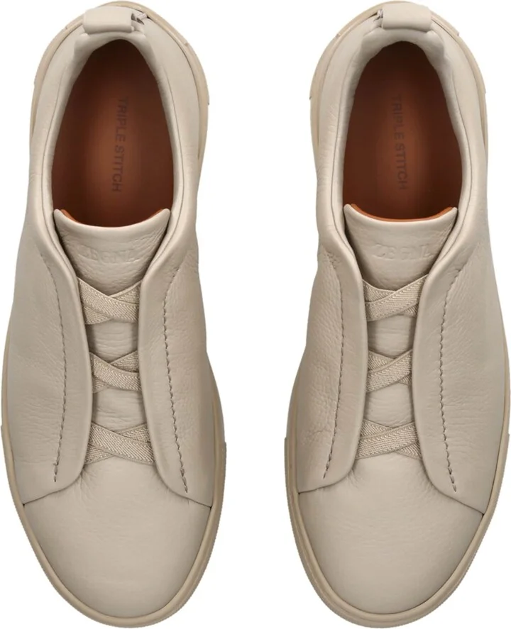 Zegna Leather Triple Stitch Sneakers - Image 4