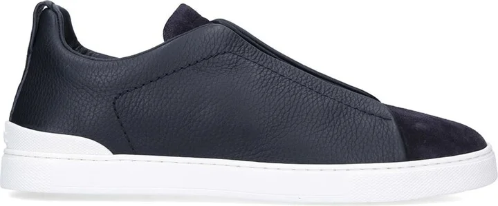 Zegna Leather Triple Stitch Sneakers - Image 3