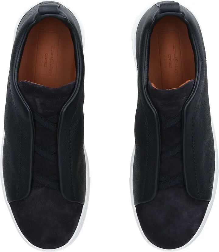 Zegna Leather Triple Stitch Sneakers - Image 4