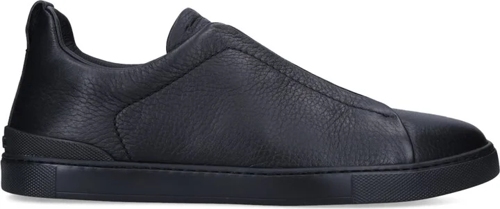Zegna Leather Triple Stitch Sneakers - Image 3