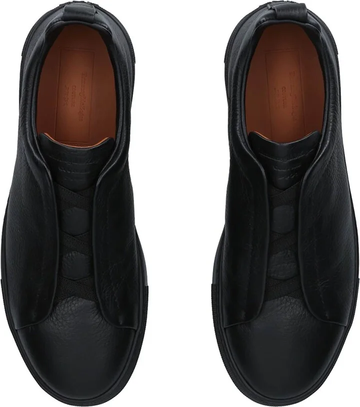 Zegna Leather Triple Stitch Sneakers - Image 4