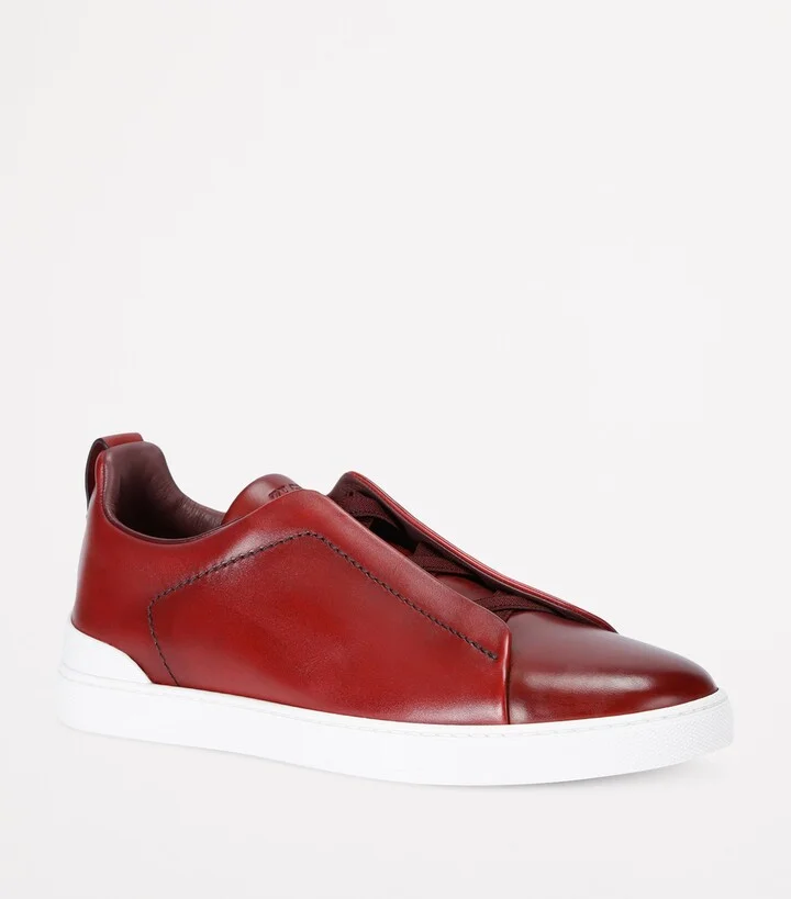 Zegna Leather Triple Stitch Sneakers - Image 3