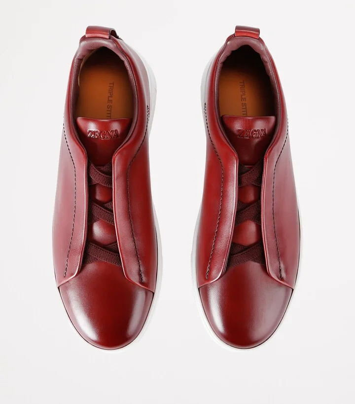 Zegna Leather Triple Stitch Sneakers - Image 4