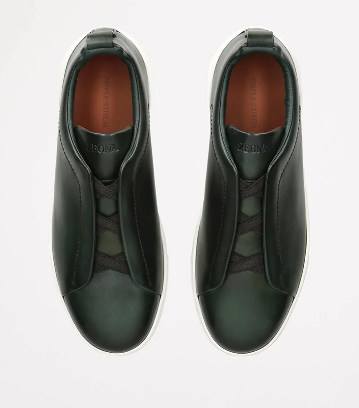 Zegna Leather Triple Stitch Sneakers - Image 4