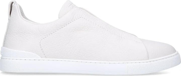 Zegna Leather Triple Stitch Sneakers - Image 3