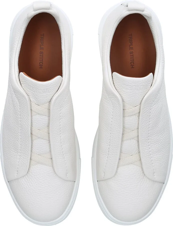 Zegna Leather Triple Stitch Sneakers - Image 4