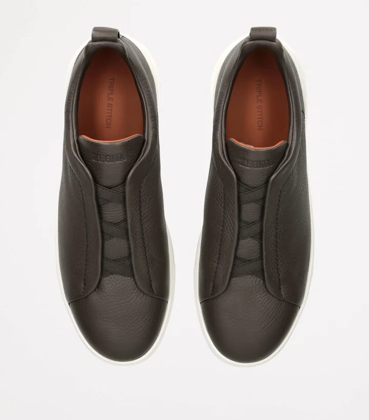 Zegna Leather Triple Stitch Sneakers - Image 4