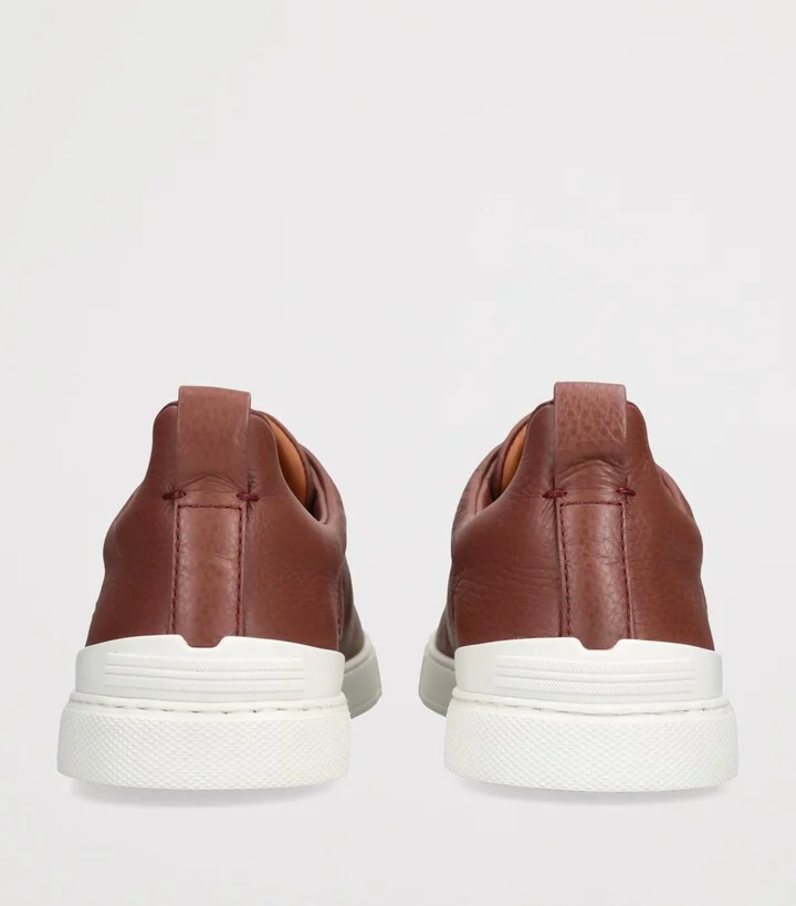 Zegna Leather Triple Stitch Sneakers - Image 2