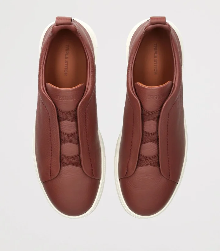 Zegna Leather Triple Stitch Sneakers - Image 4