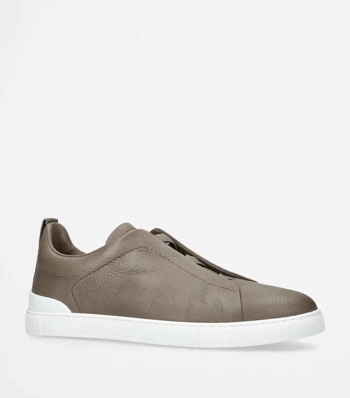 Zegna Leather Triple Stitch Sneakers - Image 3