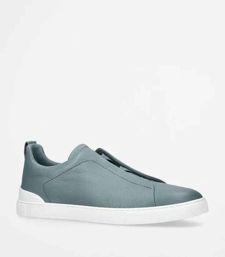 Zegna Leather Triple Stitch Sneakers - Image 3