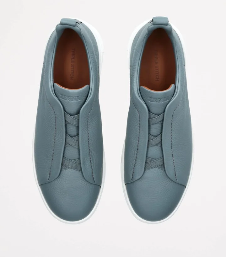 Zegna Leather Triple Stitch Sneakers - Image 4