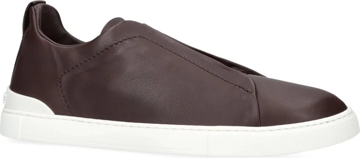 Zegna Leather Triple Stitch Sneakers - Image 3