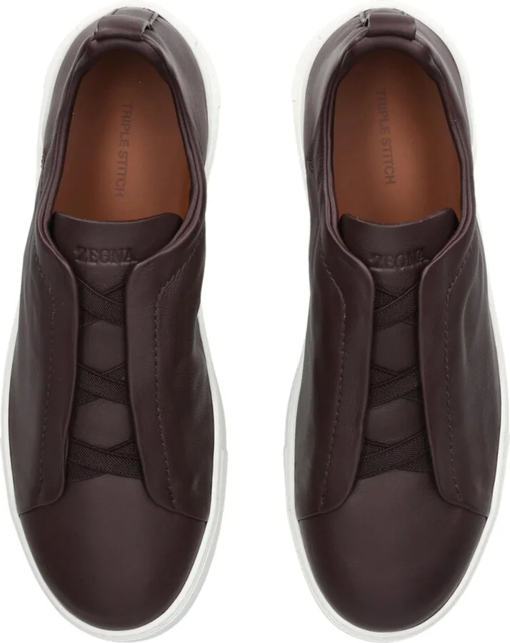 Zegna Leather Triple Stitch Sneakers - Image 4