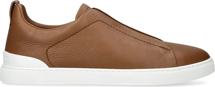 Zegna Leather Triple Stitch Sneakers
