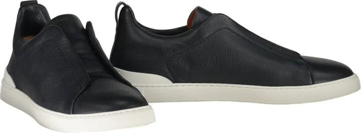 Zegna Logo Detail Leather Sneakers - Image 2