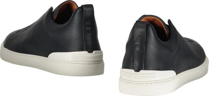 Zegna Logo Detail Leather Sneakers - Image 3