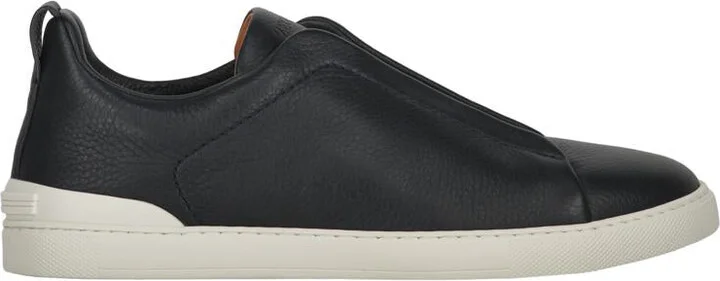 Zegna Logo Detail Leather Sneakers
