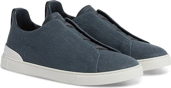 Zegna Men's Cotton Linen & Leather Triple Stitch