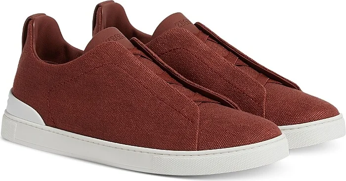 Zegna Men's Cotton Linen & Leather Triple Stitch