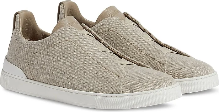 Zegna Men's Cotton Linen & Leather Triple Stitch