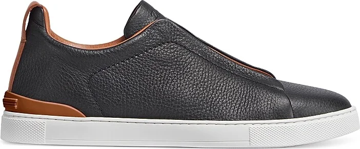 Zegna Men's Deerskin Triple Stitch Low Top Sneakers