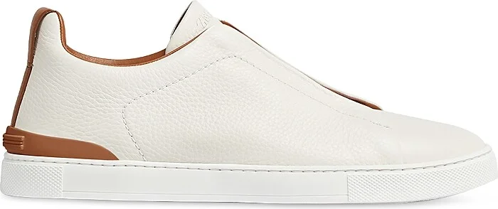 Zegna Men's Deerskin Triple Stitch Low Top Sneakers