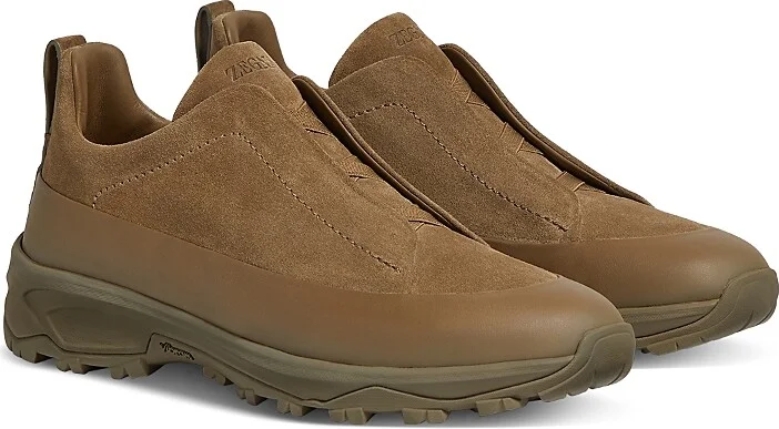 Zegna Men's Suede Triple Stitch Monte Sneakers