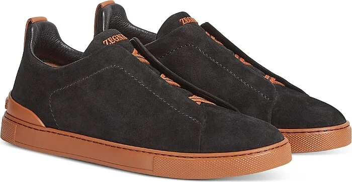 Zegna Men's Suede Triple Stitch Sneakers