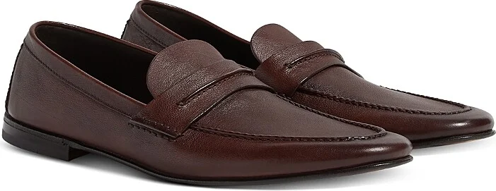 Zegna Natural Grain Leather Mocassin Loafers