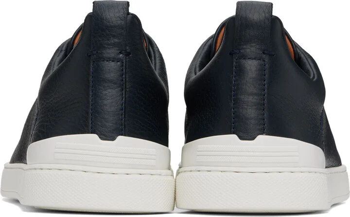 ZEGNA Navy Triple Stitch Sneakers - Image 2
