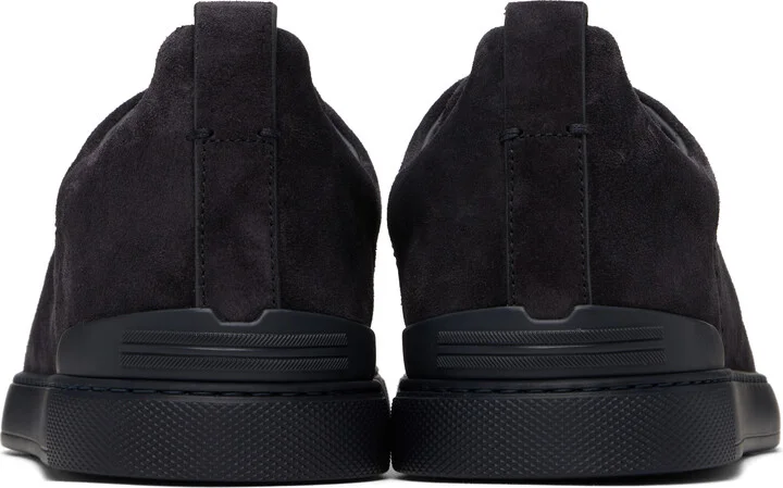 ZEGNA Navy Triple Stitch Sneakers - Image 2