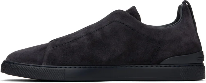 ZEGNA Navy Triple Stitch Sneakers - Image 3
