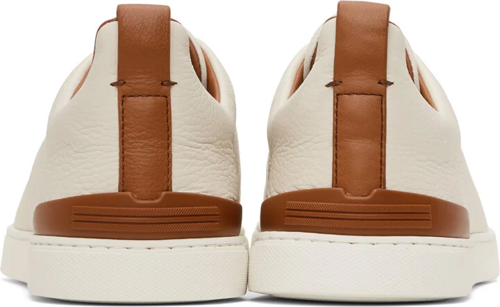 ZEGNA Off-White Deerskin Triple Stitch Sneakers - Image 2