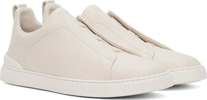 ZEGNA Off-White Triple Stitch Sneakers - Image 4