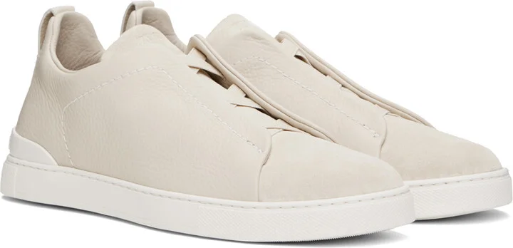 ZEGNA Off-White Triple Stitch Sneakers - Image 4
