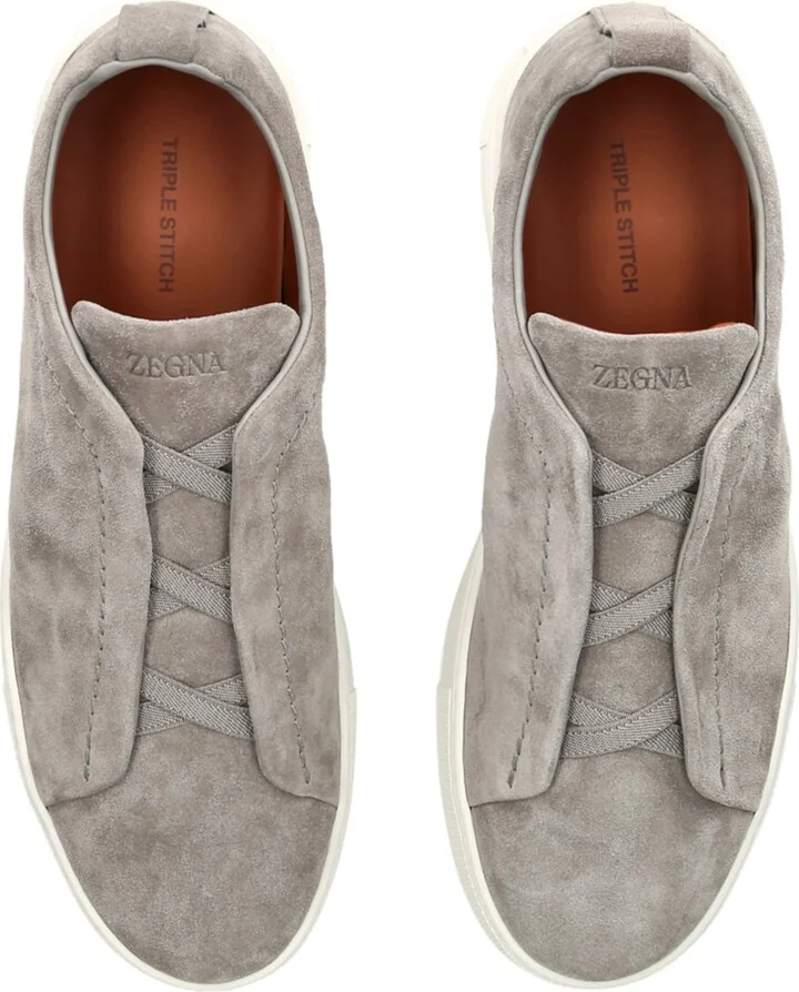 Zegna Suede Triple Stitch Sneakers - Image 4